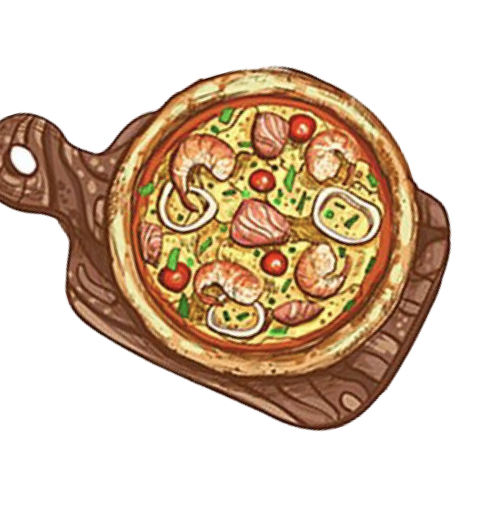 illustration Pizza sur une planche en bois