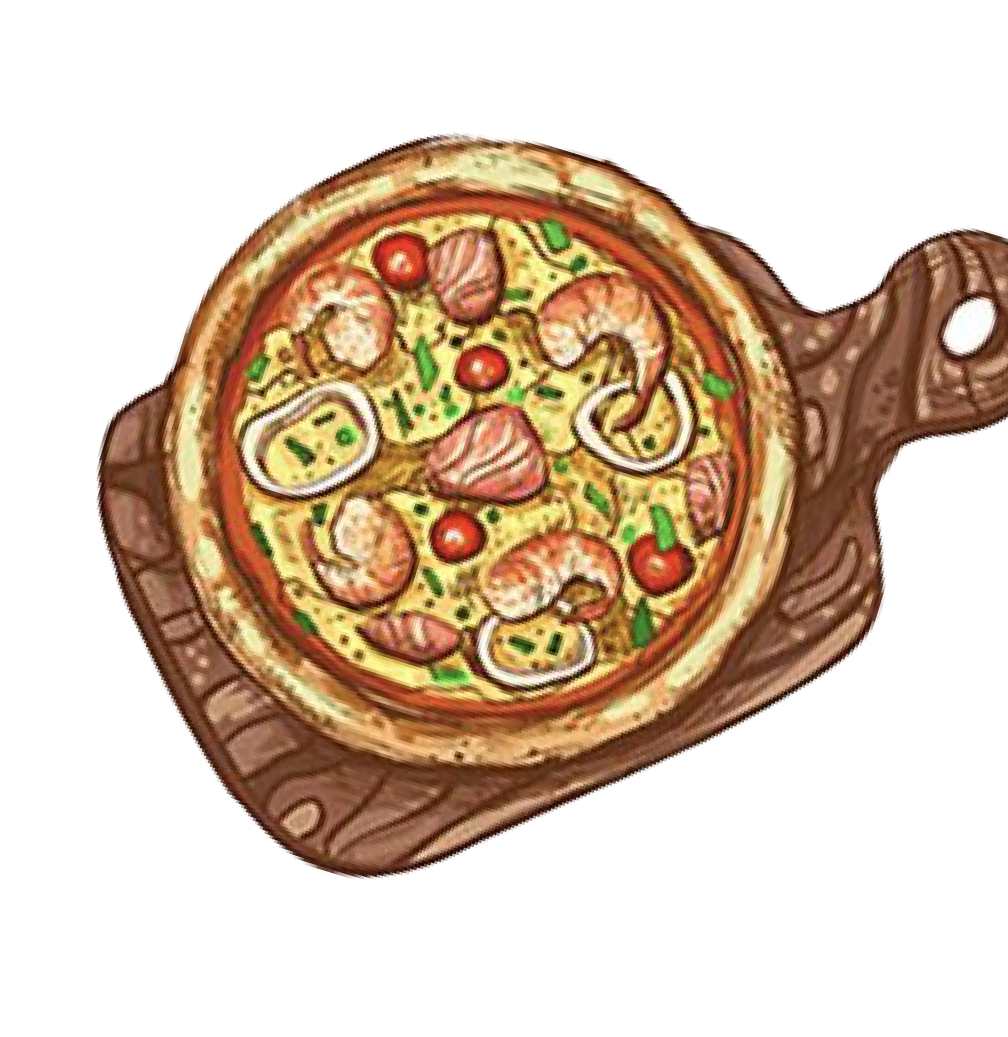 illustration Pizza sur une planche en bois